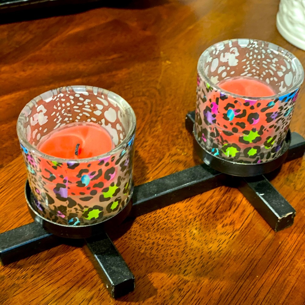 Multicolor Cheetah Tea Light Holder